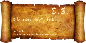 Dénes Bálint névjegykártya